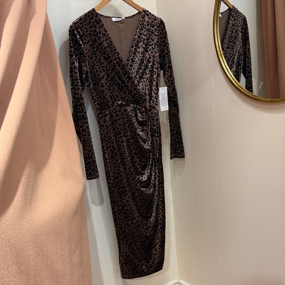 Angel Brown Leopard Long Sleeve Dress